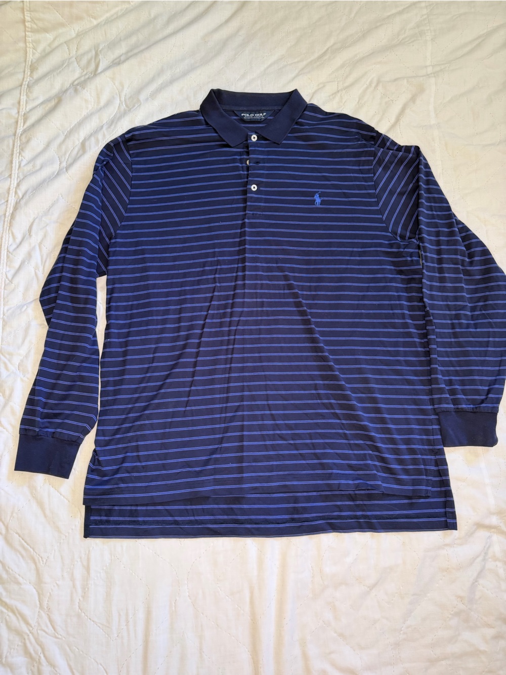 Ralph Lauren Navy & Light Blue Striped Long-Sleeve Polo